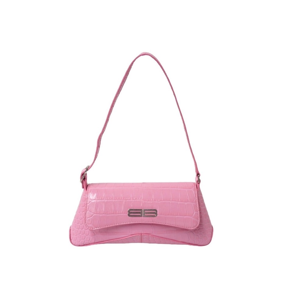 BALENCIAGA shoulder bag XXS flap pink calfskin crocodile embossing part - Picture 1 of 9